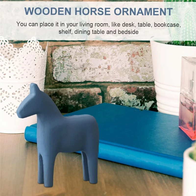 

X40A_Small Wooden Horse Ornament Retro Home Decor Animals