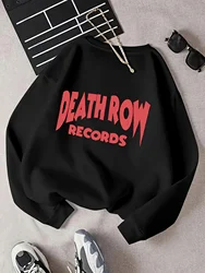 Street Casual Women Pullover Deathrow Records Letter Printing Sweatshirt Warm Soft Hoodies Loose Crewneck Fleece Female Clothing