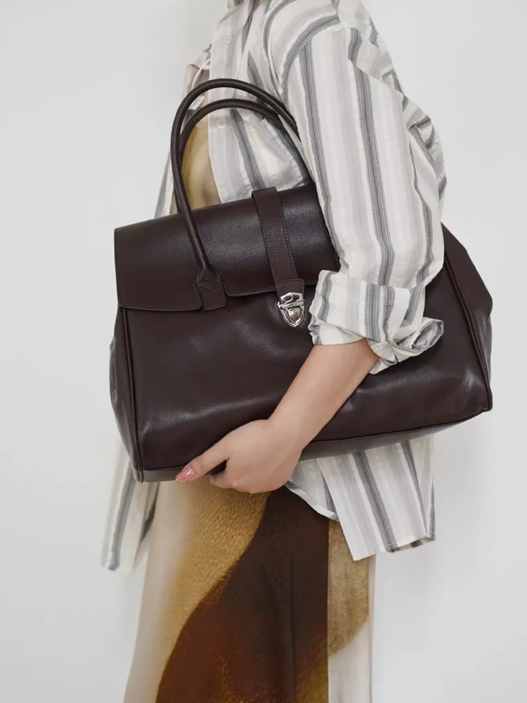 Fashion Advanced Original Unique Genuine Leather Women Tote Bag\\Handbag Real Leather Lady Briefcase Shoulder Crossbody Bag Big