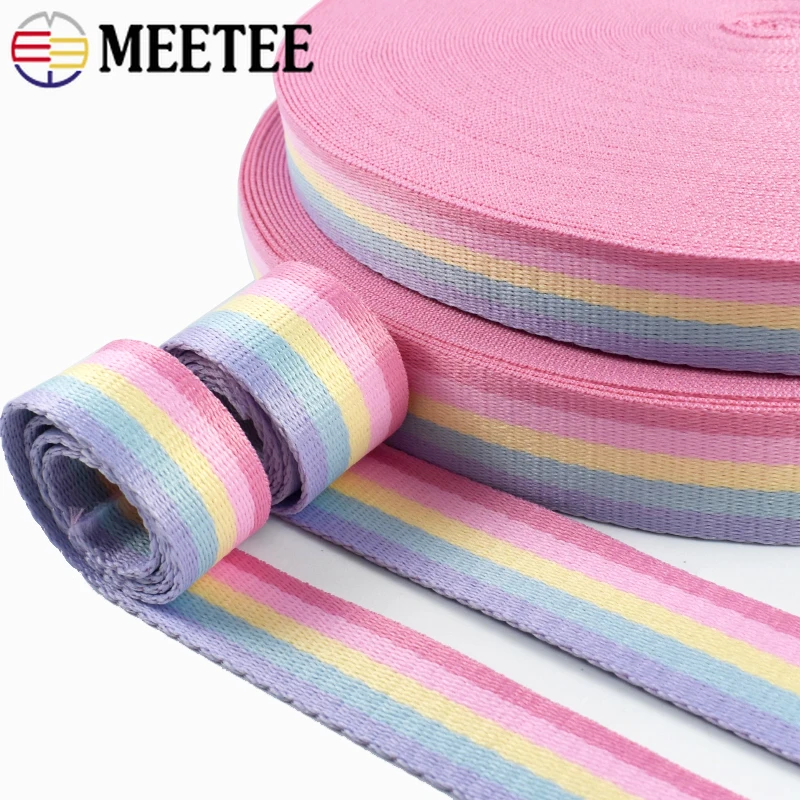 

5/10Meters 25/32mm Rainbow Webbing Strap Belt Sling Decorative Braid Ribbon Pet Collar Bias Binding Safety Band Sewing Accessory