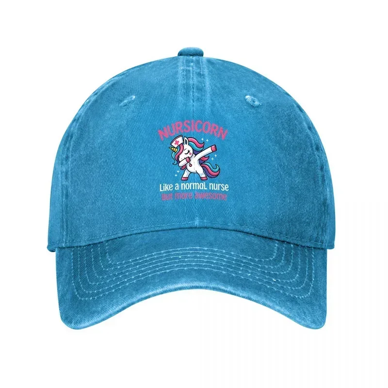 NURSICORN UNICORN NURSE DESIGN WASHED COTTON BASEBALL CAP FUNNY MEDICAL THEME HAT FOR NURSES AND HEALTHCARE PROFESSIONALS