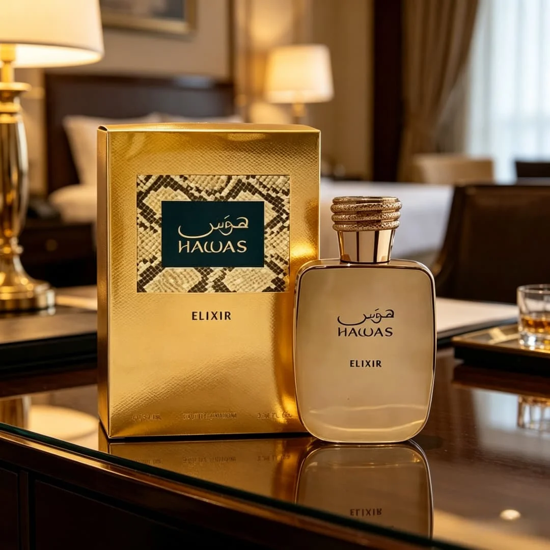 

Rasasi Hawass Alchemical Men's perfume, 3.4 oz, 100 ml, fragrant oriental wood tone, full of luxury male charm