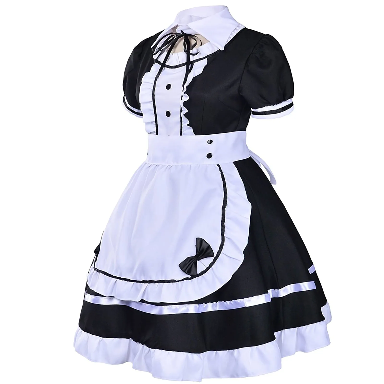 Tenue de femme de chambre chat noir et blanc, cosplay sexy Lolita Anime, uniforme de femme de chambre fille douce mignonne, ensemble de olympiques de scène, 2024