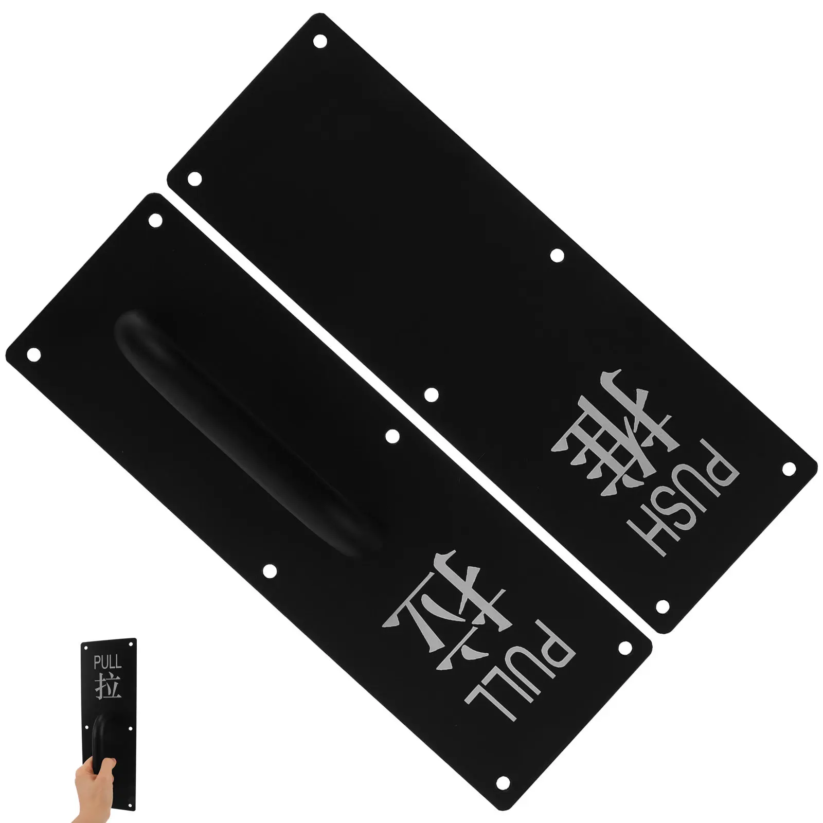 1Set Stainless Steel Coated Push Pull Door Handle for Warehouse Interior Entry Doors Pull and Push Plate Modern