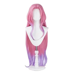 LOL Crystal Rose Seraphine Cosplay Wigs 85cm Pink Gradient Purple Synthetic Hair