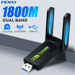 FENVI 1800Mbps WiFi6 USB3.0 Adapter 802.11AX Dual Band 2.4G/5GHz Wireless WiFi Dongle Network Card RTL8832AU Support Win10/11 PC