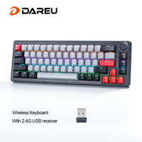 DAREU 2.4G Wireless Mechanical Gaming Keyboard 4000mAh Red Switch All Key Non-conflict Rainbow Lighting with Multifunction Knob
