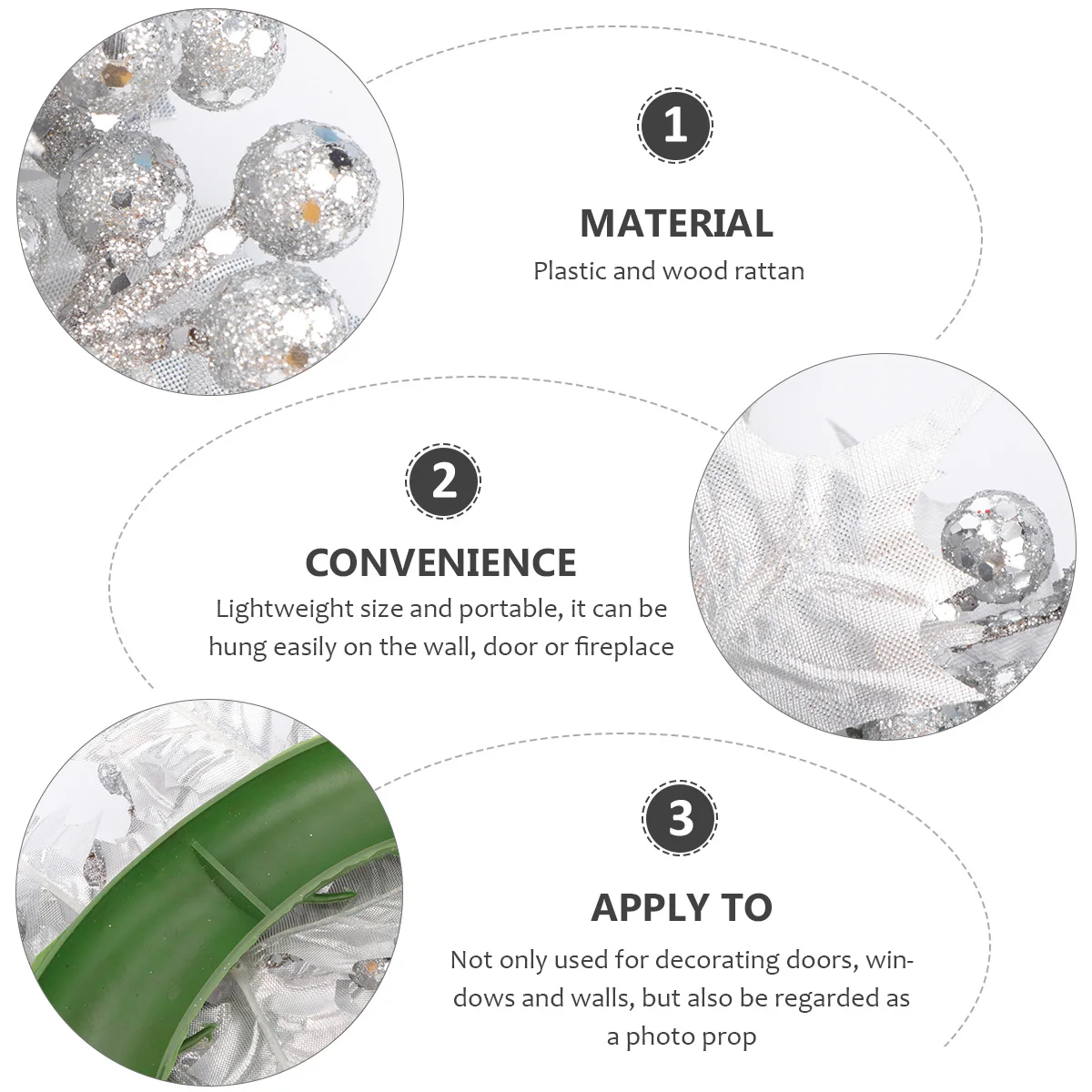 

Artificial Burgundy Berries Rattan Woman Christmas Decor Wreath Lightweight Wall Door Fireplace Photo Prop Premium Material