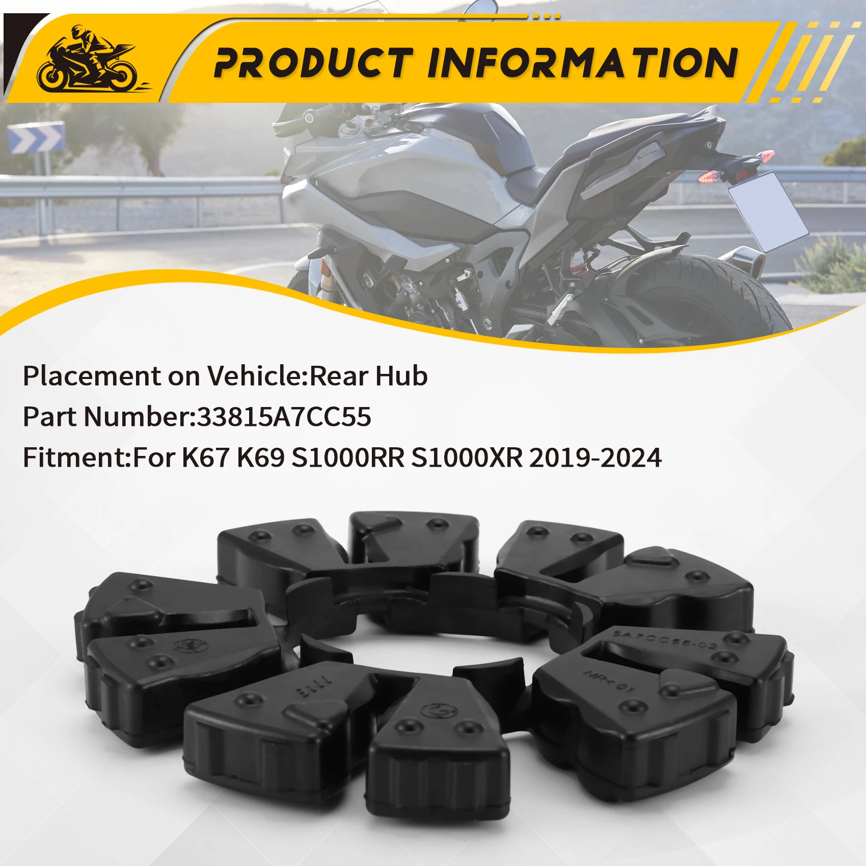 

A33K-для BMW K67 K69 S1000RR S1000XR 2019-2024 резиновый буфер задней ступицы мотоцикла 33815A7CC55