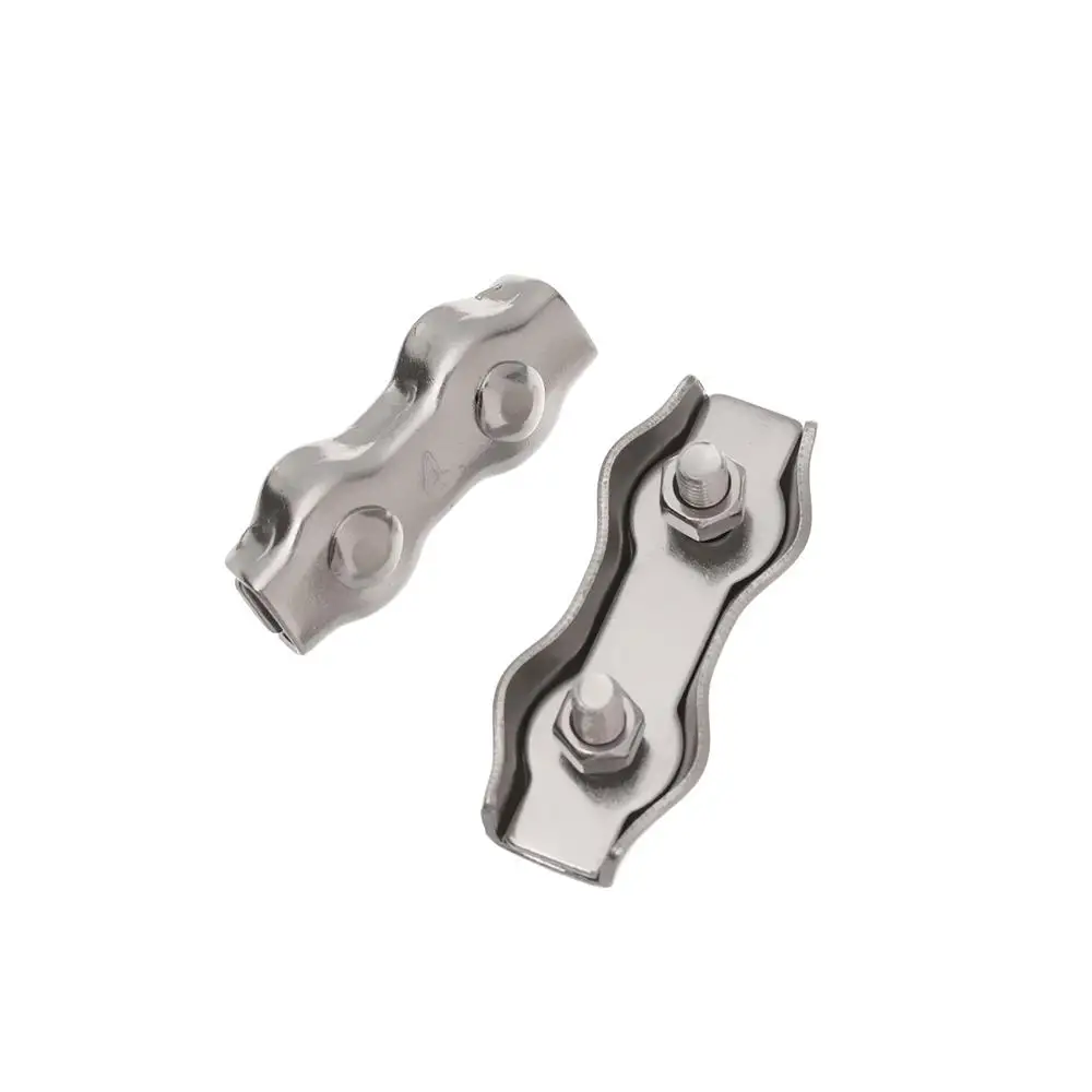 5Pcs M2-M5 Stainless Steel Simplex 1/2-Post Bolt Clip Wire Rope Cable Clamp Caliper Rope Simple Grip