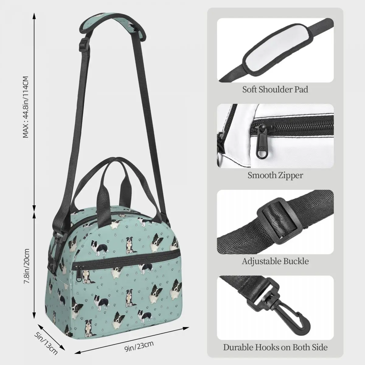 Border Collie Insulated Lunch Bag for Kids School Cooler Thermal Box Tote Leakproof Lunch Boxes