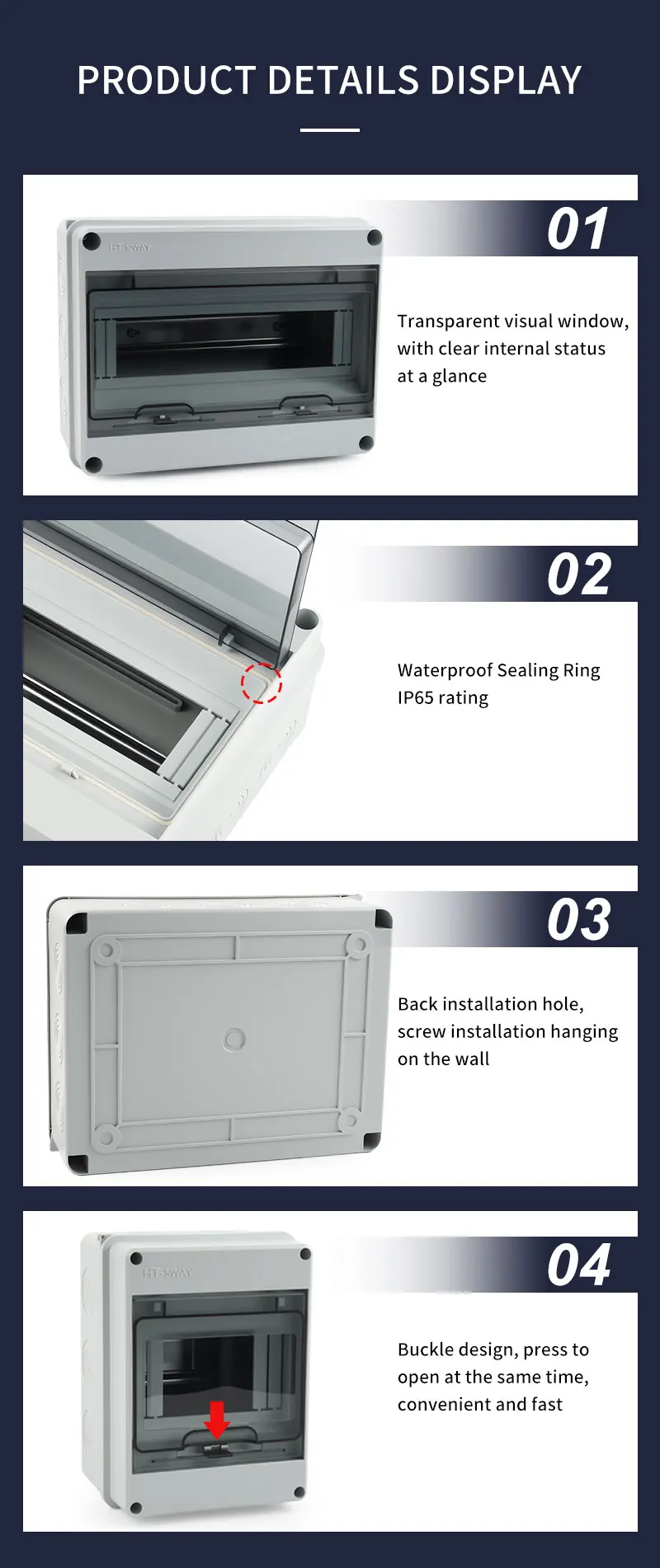 DIY GO HT Serie Anschlussdose 5/8/12/15/18/24-Wege ABS-Kunststoff Outdoor Elektrische IP65 Wasserdichte Verteilerdose Schaltkasten – Detail 6