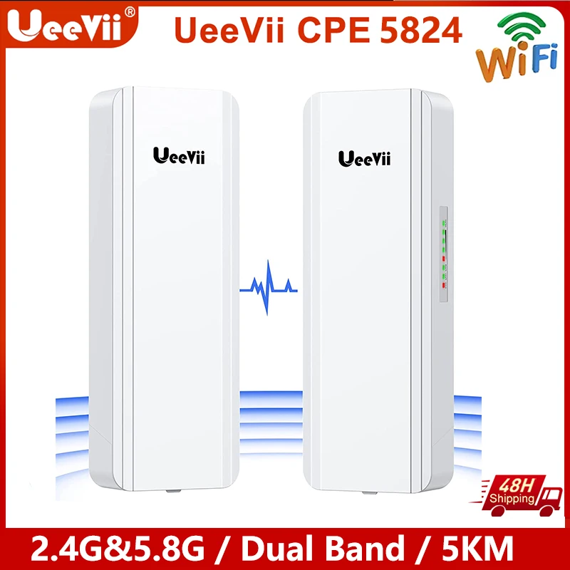 

UeeVii CPE5824 Dual Band Wireless Bridge 5.8G&2.4G P65 Waterproof Outdoor Wifi Router 5KM Range Extender Wifi Repeater Amplif