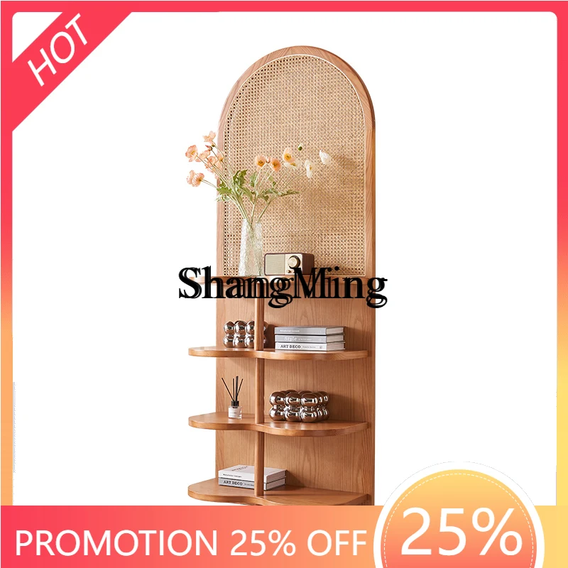 

ZYY high-grade exquisite solid wood rattan corner shelf, corner floor storage bookshelf