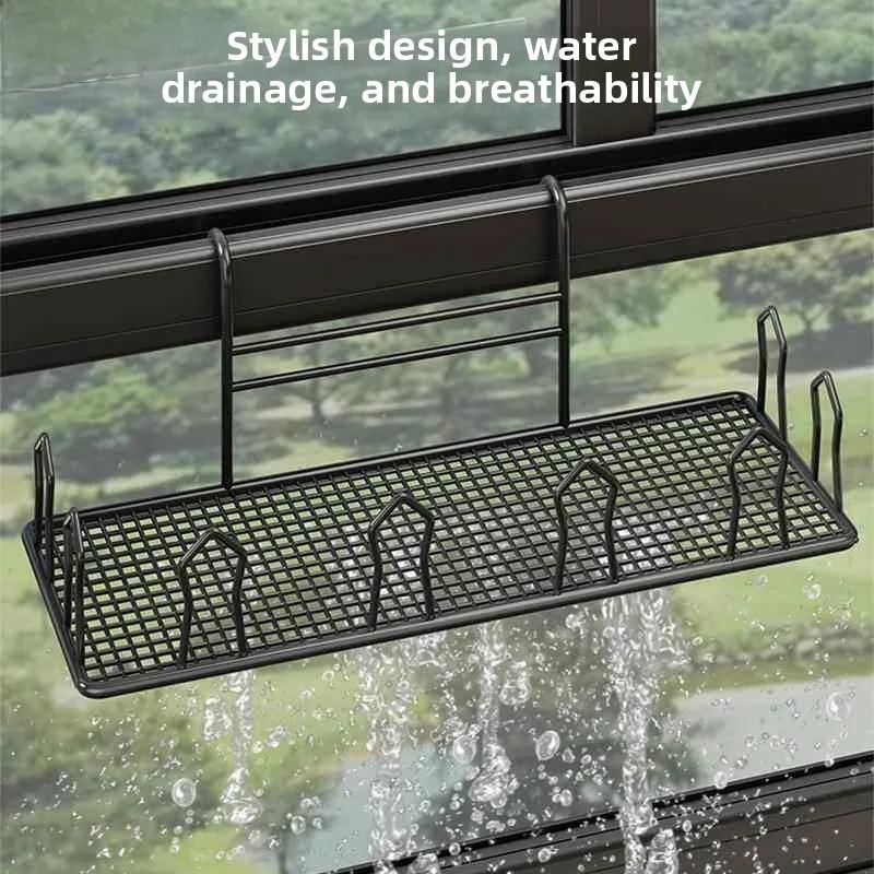 Balcony Anti-Theft Window Special Simple Shoe Drying Rack Fence Hook Sandal Drying Easy Storage Shoe Hanging  Device view 3