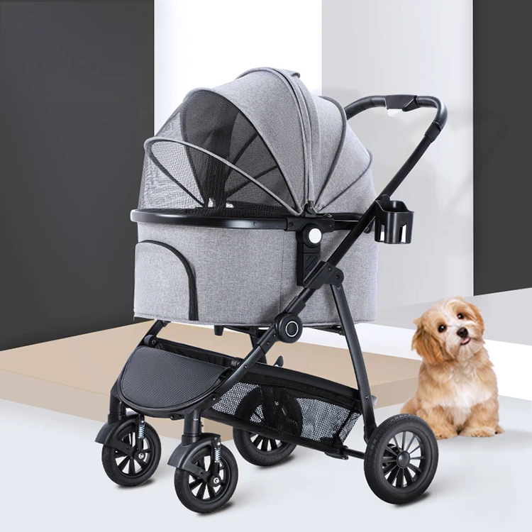 High Quality Luxury Folding Portable Pet Trolley for Dogs Cats Waterproof Outdoor Pet Dog Stroller