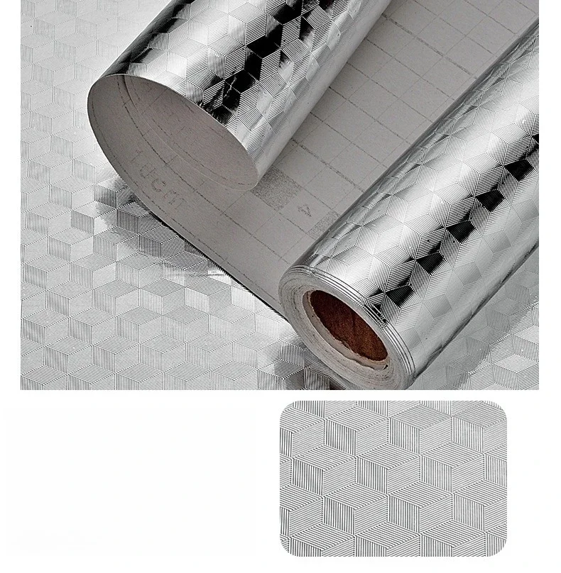 Küche ölbeständig wasserdicht Aufkleber Aluminiumfolie Küche Herd Schrank selbstklebende Wandaufkleber DIY Tapete abziehen und aufkleben – Detail 7