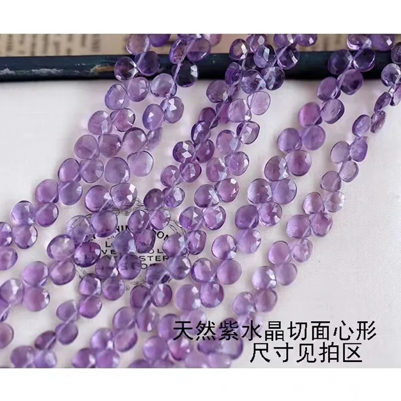 

Amethyst heart faceted 6-7mm nature for making jewelry necklace 19cm FPPJ wholesale