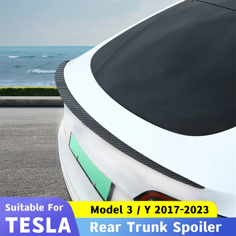 Car ABS Rear Trunk Spoiler For Tesla Model 3 Y 2017-2023 Trunk Spoiler Lip Carbon Fiber ABS Wing Spoiler Car Styling Accessories