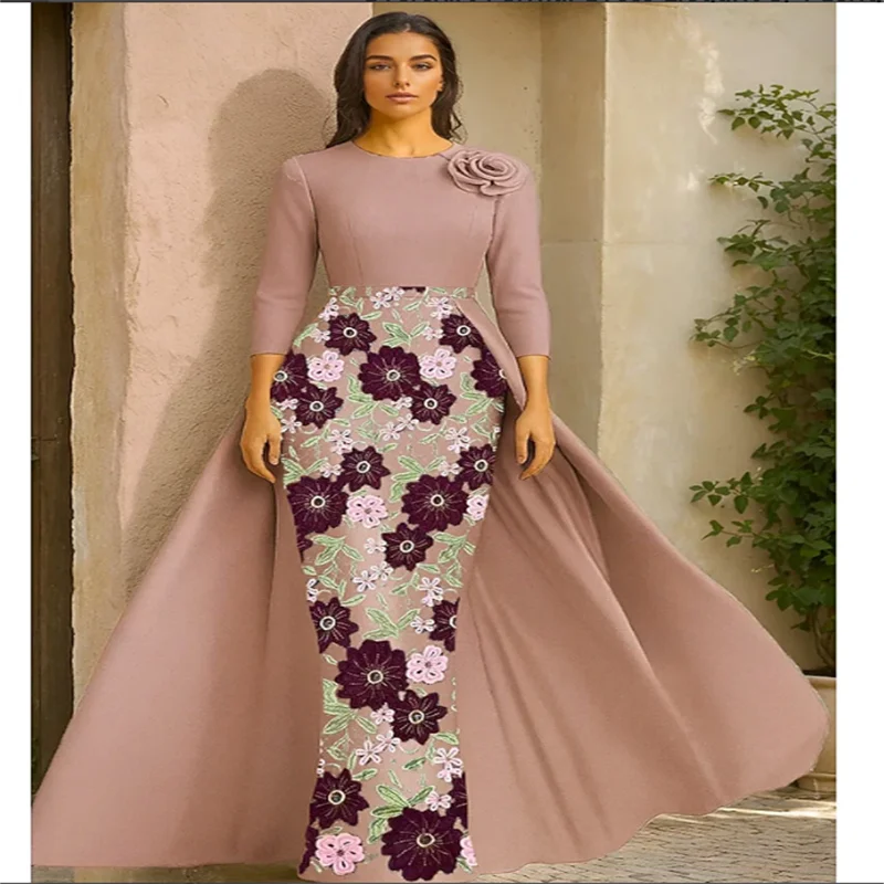 

Sheath Column Elegant Mother of the Bride Dress Wedding Guest Evening Gown Floor Length Lace 2025 with cape Free Customized