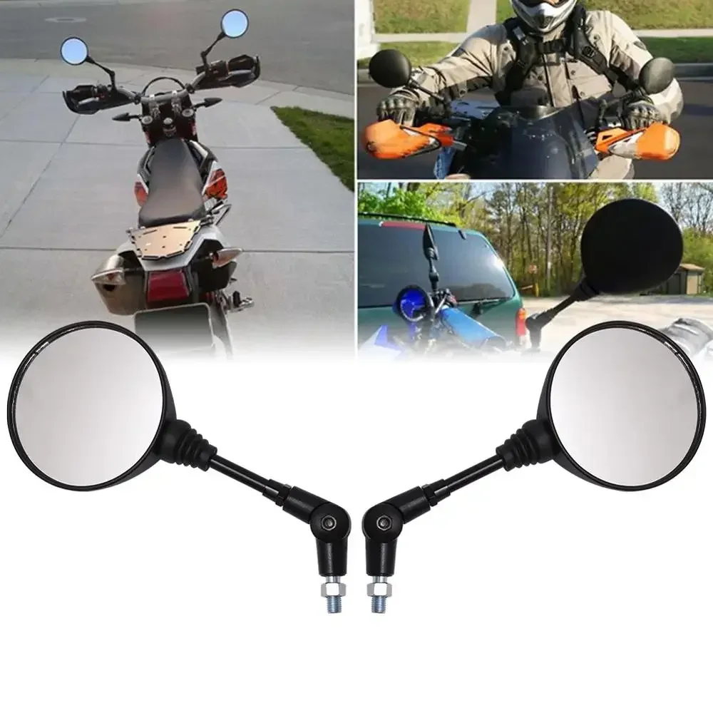 

Universal Motorcycle 10mm Black Side Mirror, Anti-fall Folding Round Rearview Mirror