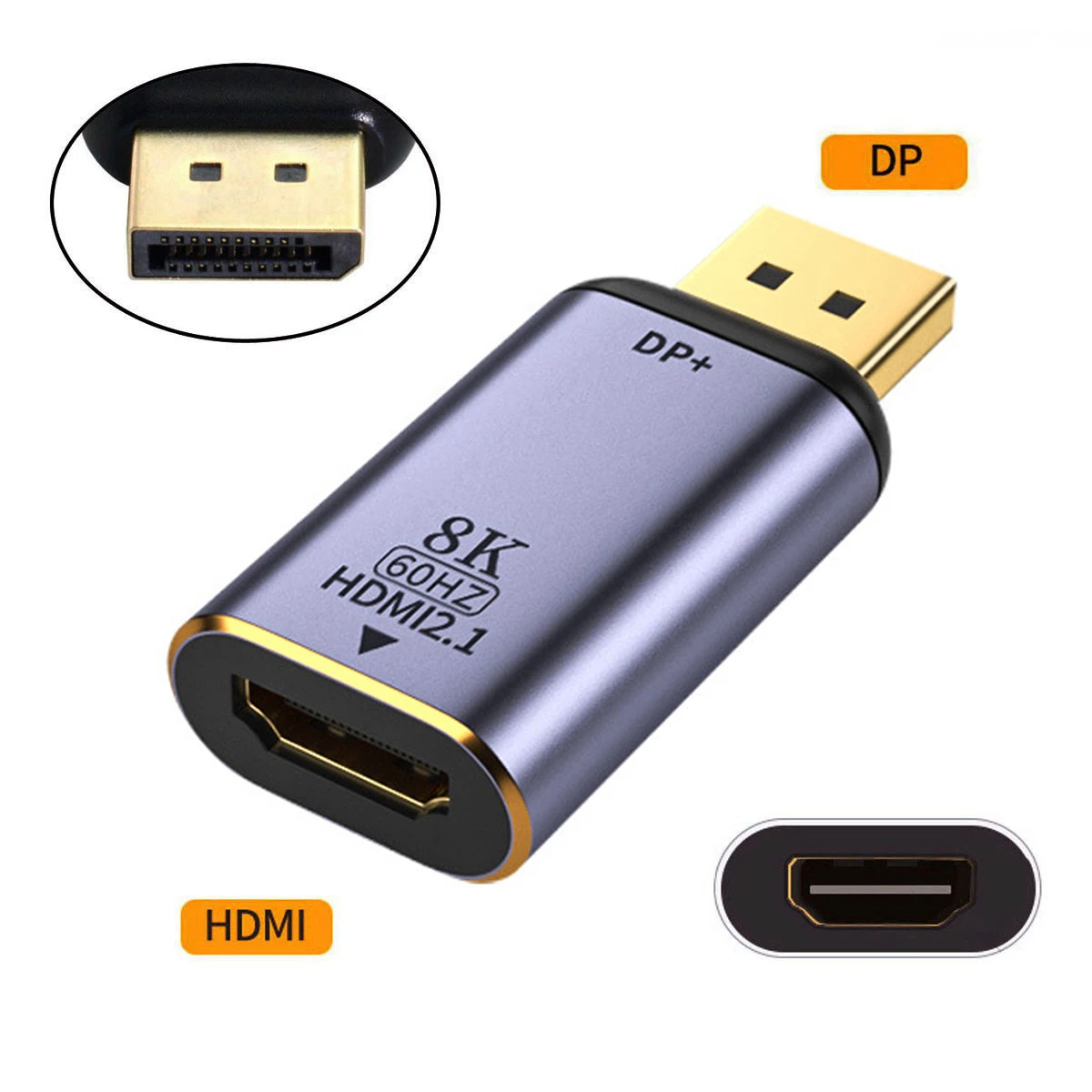 CY Adapter Connector DP to HDTV Male Monitor DisplayPort 1.4 Source to HDTV 2.0 Display 8K 60hz UHD 4K