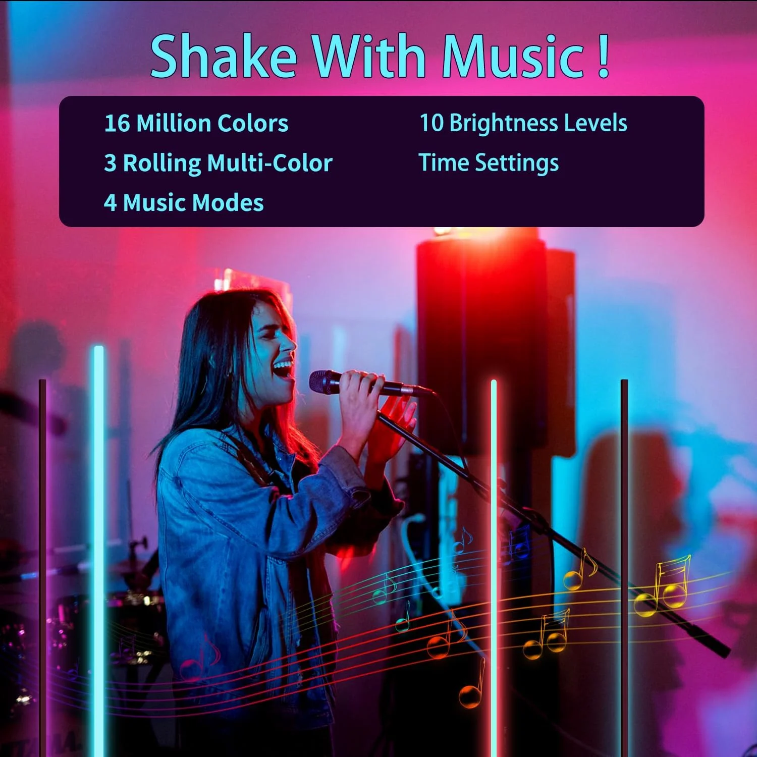 2 قطعة APP التحكم الذكي مصباح أرضي للزاوية ضوء قائم لغرفة المعيشة العمل مع مزامنة الموسيقى عن بعد RGBIC تغيير اللون 160 سنتيمتر