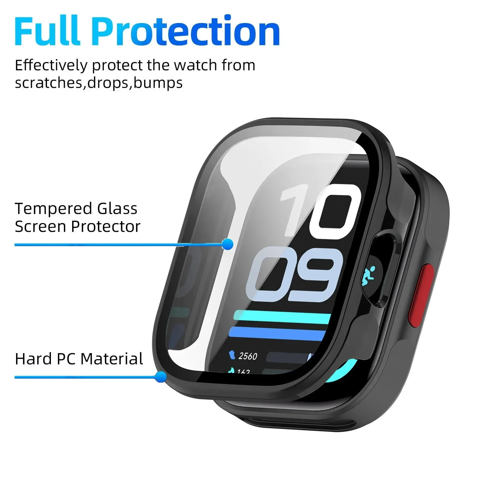 Tempered Glass+PC Case For Redmi Watch 6 Active 6 Lite Anti-fall Full HD Protective Cover For Redmi Watch 6 Lite Protector Shell