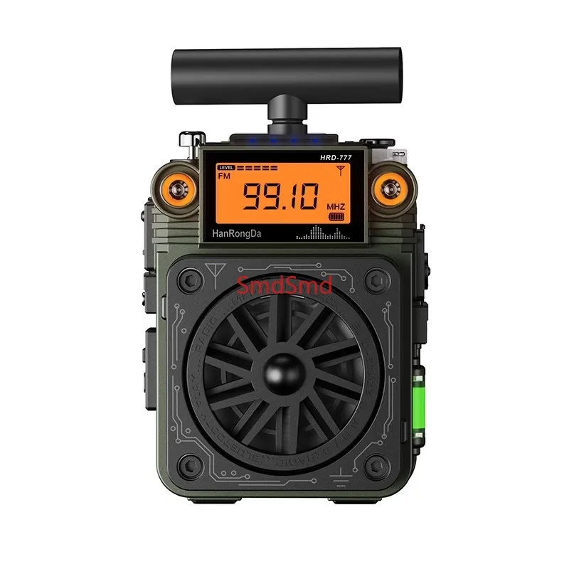 HRD-777 FM MW SW VHF WB Full-Band Bluetooth Radio Receiver Fingertip Gyroscope Mini Radio Multi-Function Mini Speaker