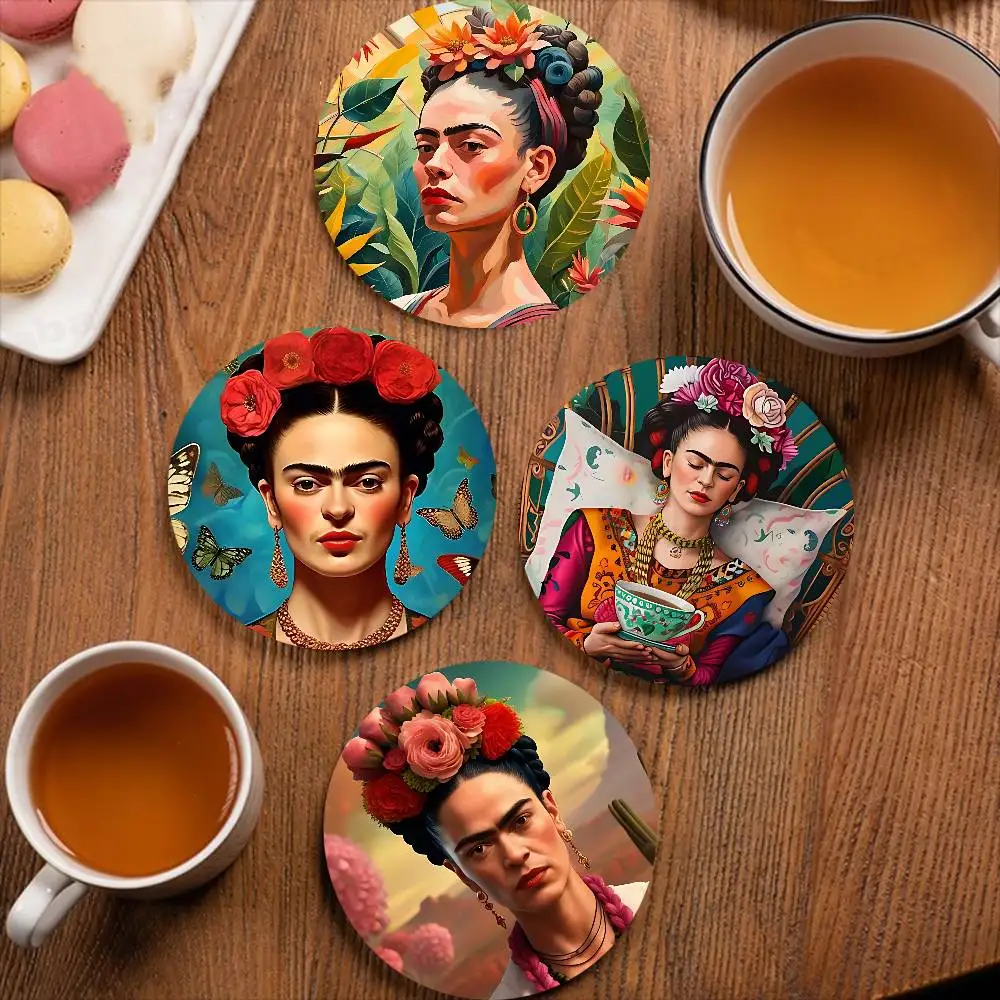 Posavasos redondos con diseño de Frida Kahlo, posavasos aislantes y duraderos para tazas de café, tapetes para platos, decoración del hogar y utensilios de cocina