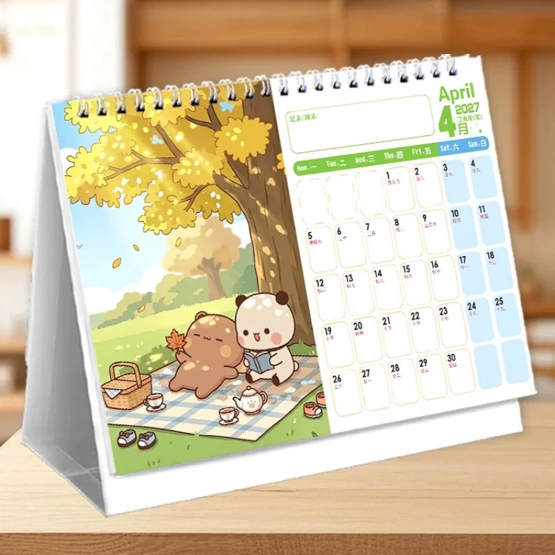 Yier Bubu 2027-2028 Calendar Dual Year Planner Bubu And Dudu High Aesthetic Notepad Desktop Ornament For Office Home Schedule