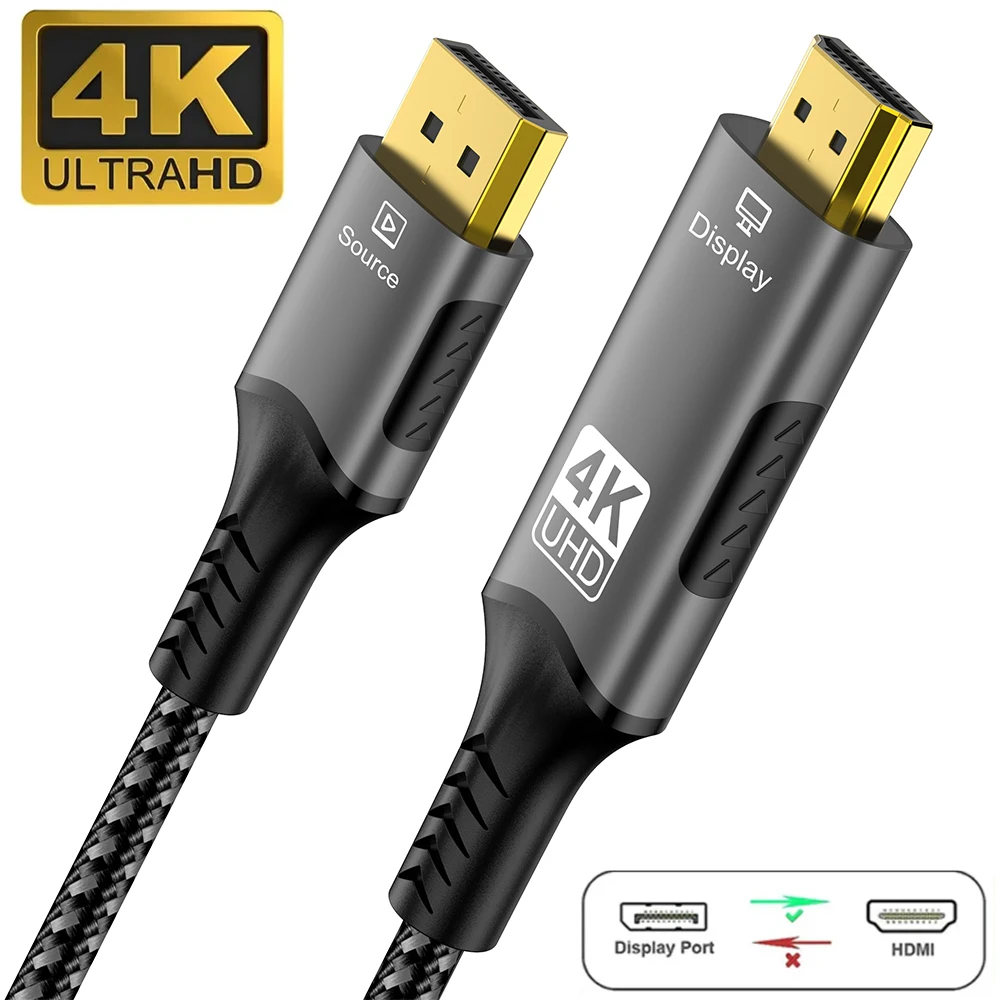 8K DisplayPort zu HDMI Kompatibles Kabel 8K@60Hz 4K@120Hz DP zu HDMI Adapter Display Port Video Audio für PC HDTV Projektor Xbox