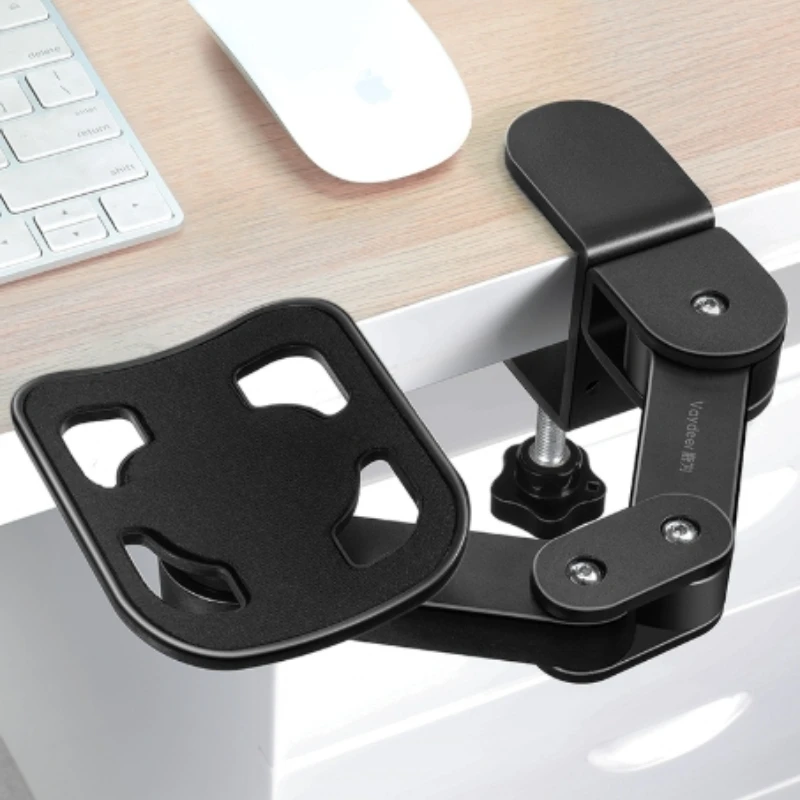 

360° Rotating Arm Stand, Desk Extension for Mouse Pad and Wrist Support, No-Hole Installation Desk Arm for Office Use