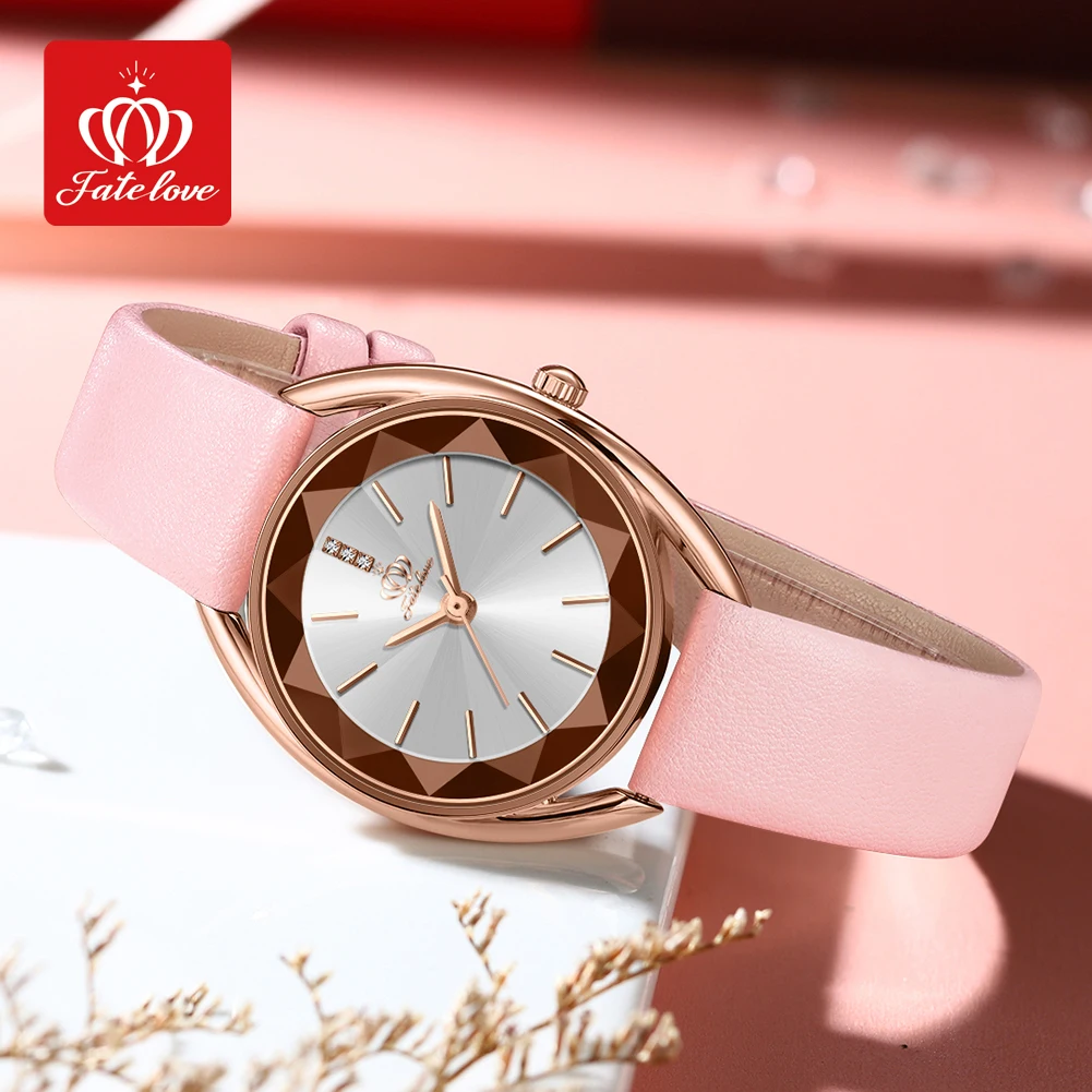 Fate Love 902 New Elegant Women's Watches Waterproof Fashion Quartz Ladies Wristwatch Simple Dial Leather Luxury Watch For Women