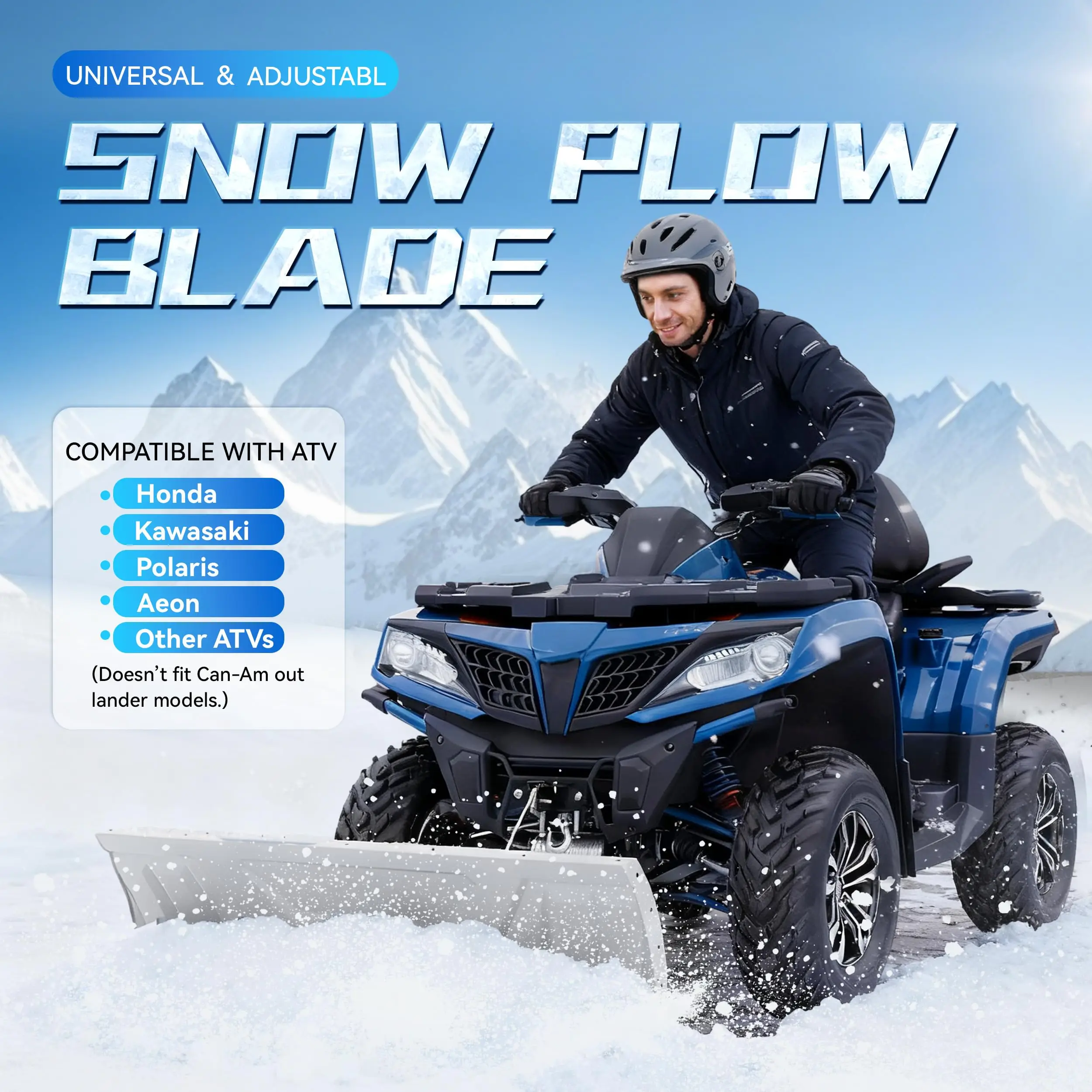 KUAFU Snow Plow Blade Universal Kit Steel Adjustable 48