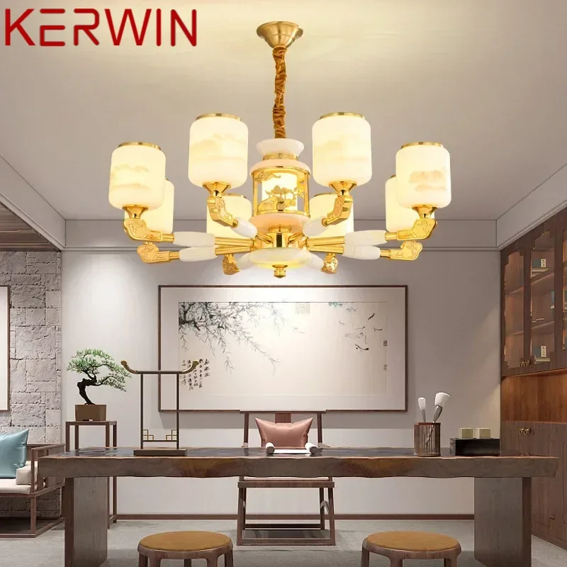 KERWIN Contemporary Luxury Brass Pendent Lamp  Chinese style Living Room Dining Room Bedroom Villa Hotel Sample Room Chandelier