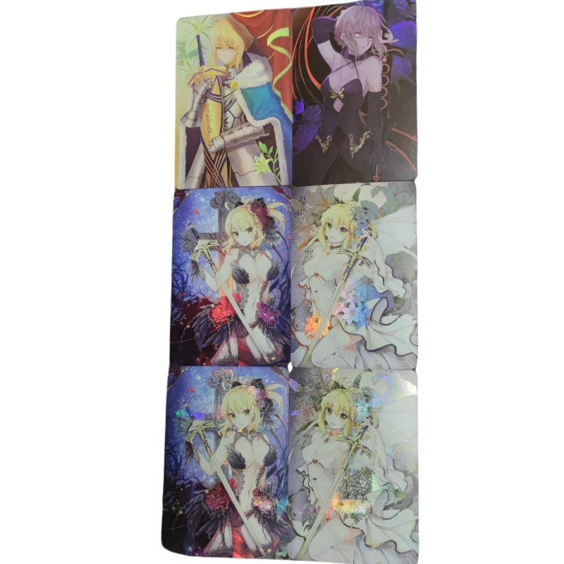 2Pcs/Set ACG Girl Fate Grand Order Cards FGO Saber Nero Claudius Anime Game Characters Color Flash Collection Card DIY Toy Gfit