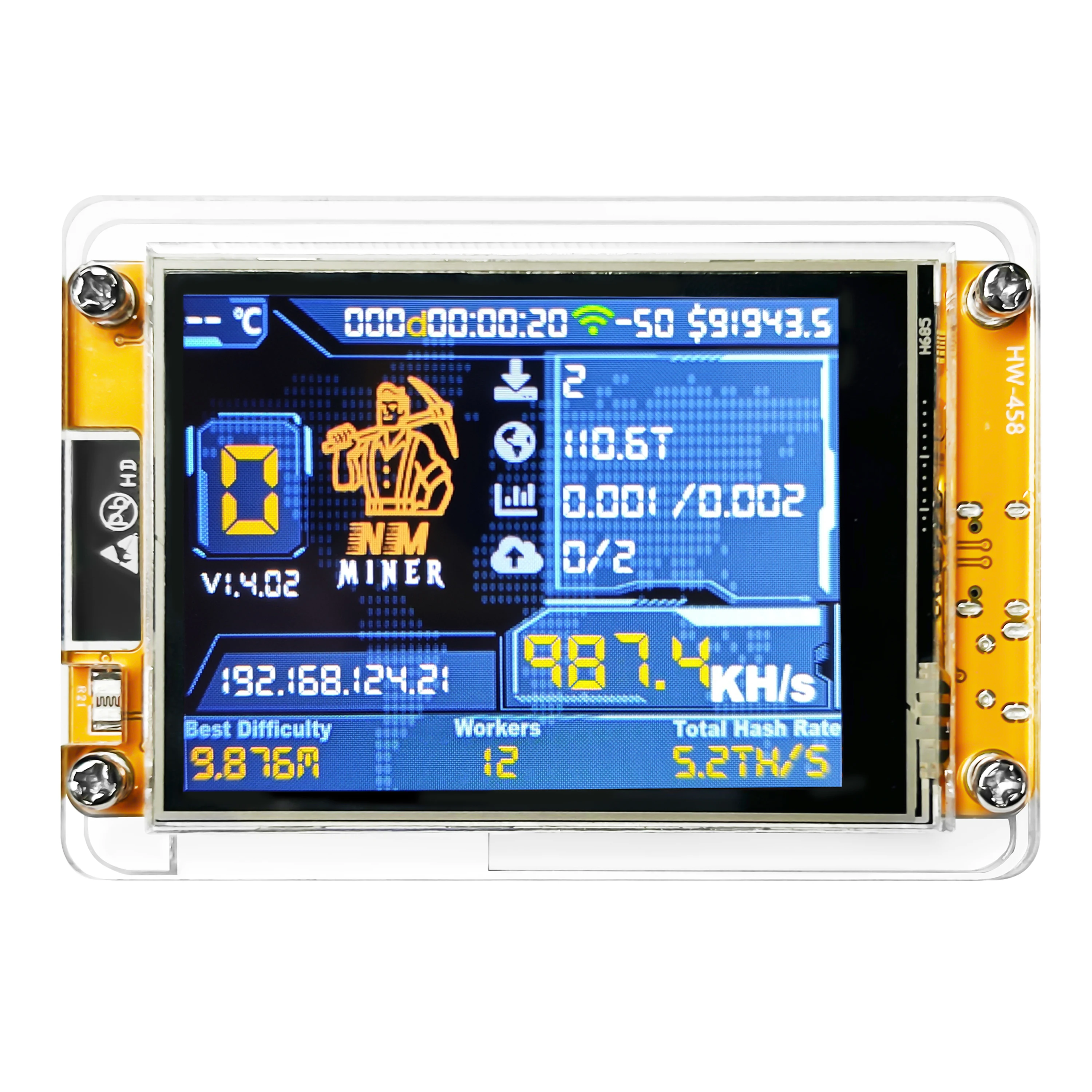 NMMiner NerdMiner V2 Hashrate 980KH/s Lucky Miner ESP32 2.8 polegadas Smart Display Crypto Solo Lottery Bitcoin ESP32-2432S028R DROOM