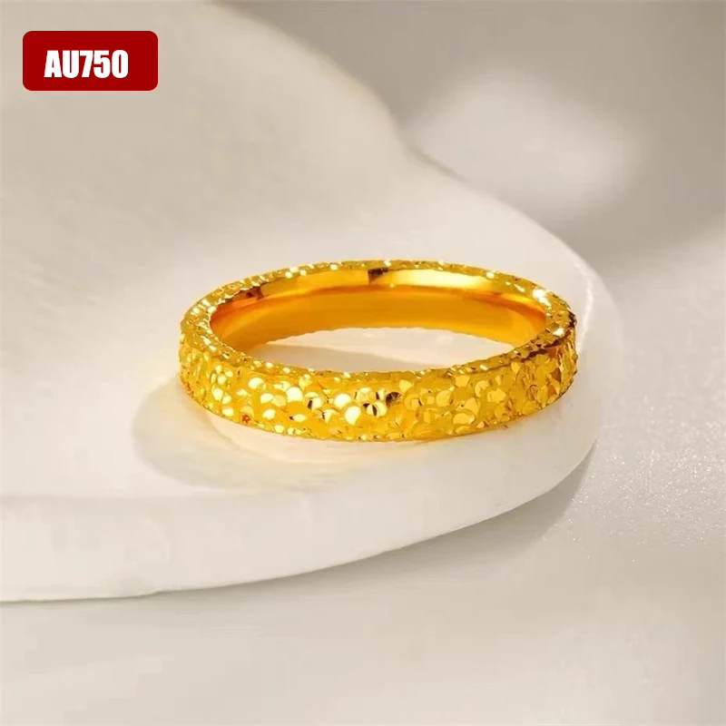 Anillos De Compromiso chapados en oro de 18k para parejas, joyería brillante AU750, oro amarillo, no desmontable