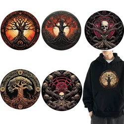 Iron on Patches Circular Life Tree Skeleton Snake Heat Transfer Clothes Thermal transfer stickers Decoration Printing