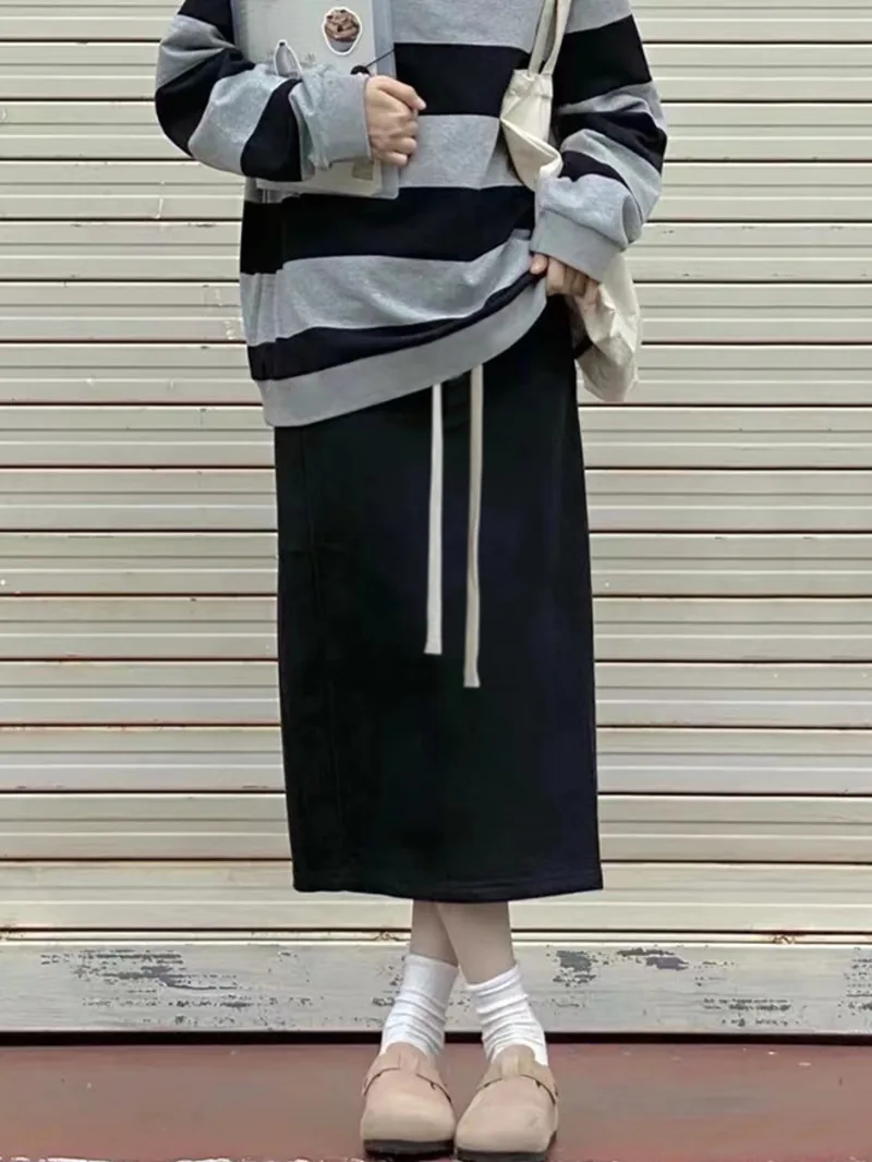 

Юбка трапециевидной формы с высокой талией, женская весенне-осенняя новая облегающая прямая длинная юбка с разрезом и высокой талией, модная женская юбка BCK8