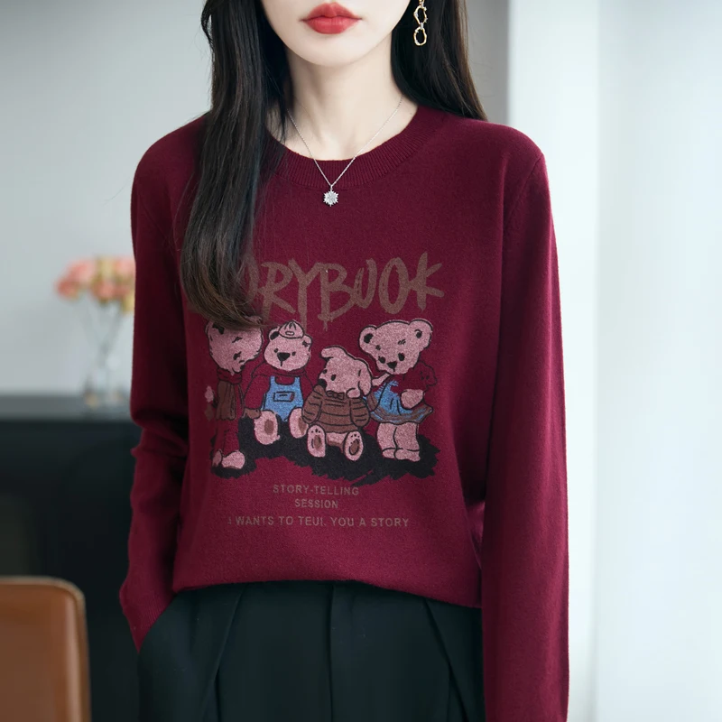 

2025 autumn and winter women's cashmere sweater knitted pullover fashionable sweater pullover long sleeved cashmere sweater