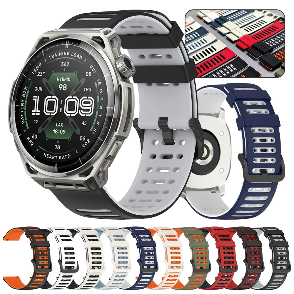 22mm Silicone Strap For Amazfit BALANCE 3 2 Sport Breathable Band For Amazfit Active Max/BIP Max 6 5 Cheetah 2 Ultra 48mm Correa