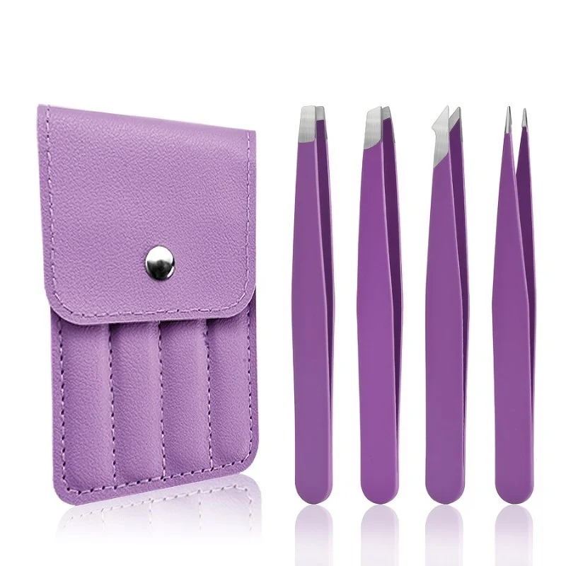 4pcs Eyebrow Clip Stainless Steel Portable Eyebrow Trimming Set, Hair and Beard Removal Eyebrow Clip Tweezers with Multiple Uses