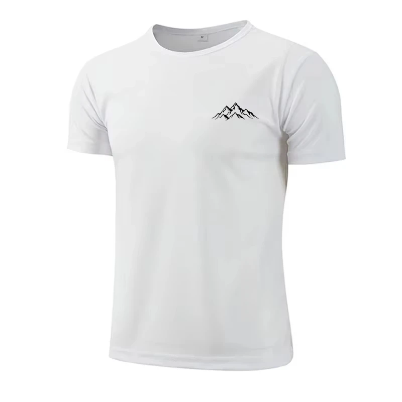Unisex T‑shirt Minimal Mountain Chest Graphic Tee Crew Neck Short Sleeve Outdoor Adventure Nature Small Peak Print Casual Top