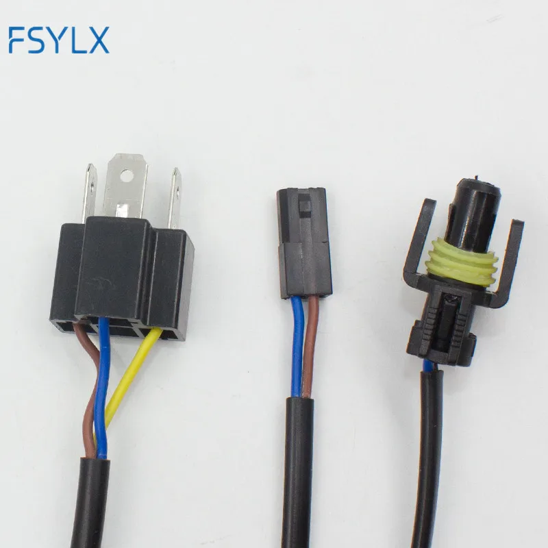FSYLX 2pc H4 bixenon adapter Hi-Lo Relay Wiring Harness HID Xenon Ballast Cable Wire Connector for One Auto Motor Headlamp Light