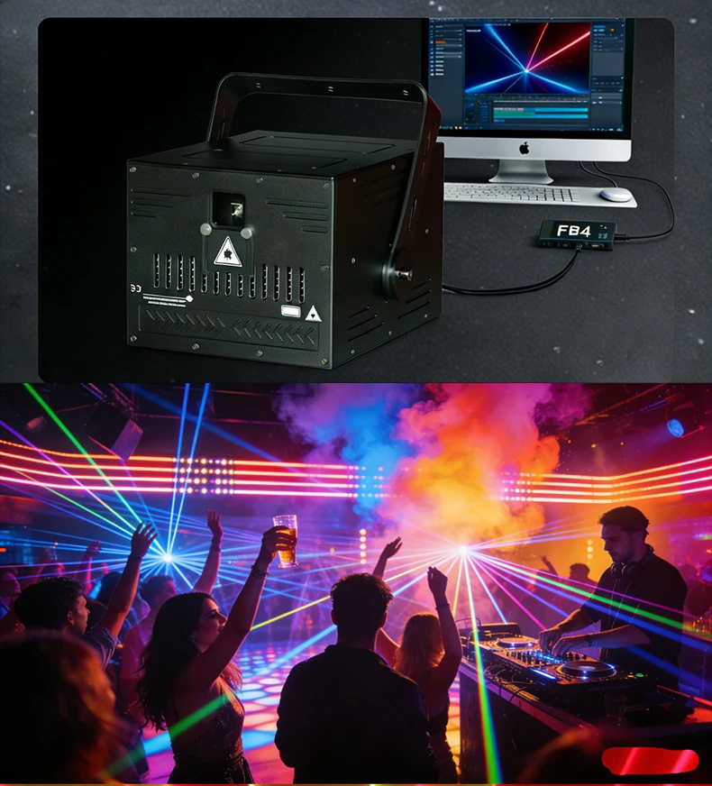 2026 15W 30KPPS RGB Hochzeits-Laser DMX Disco DJ Bühnenlicht Schallaktivierter Indoor-Tanzparty-Projektor – Detail 8