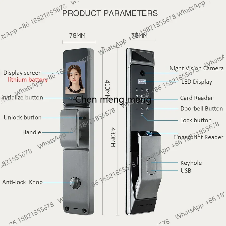 Smartier Face Recognition Smart Door Lock With Camera Cerradura Inteligente Tuya Wifi Smart Fingerprint Digital Lock