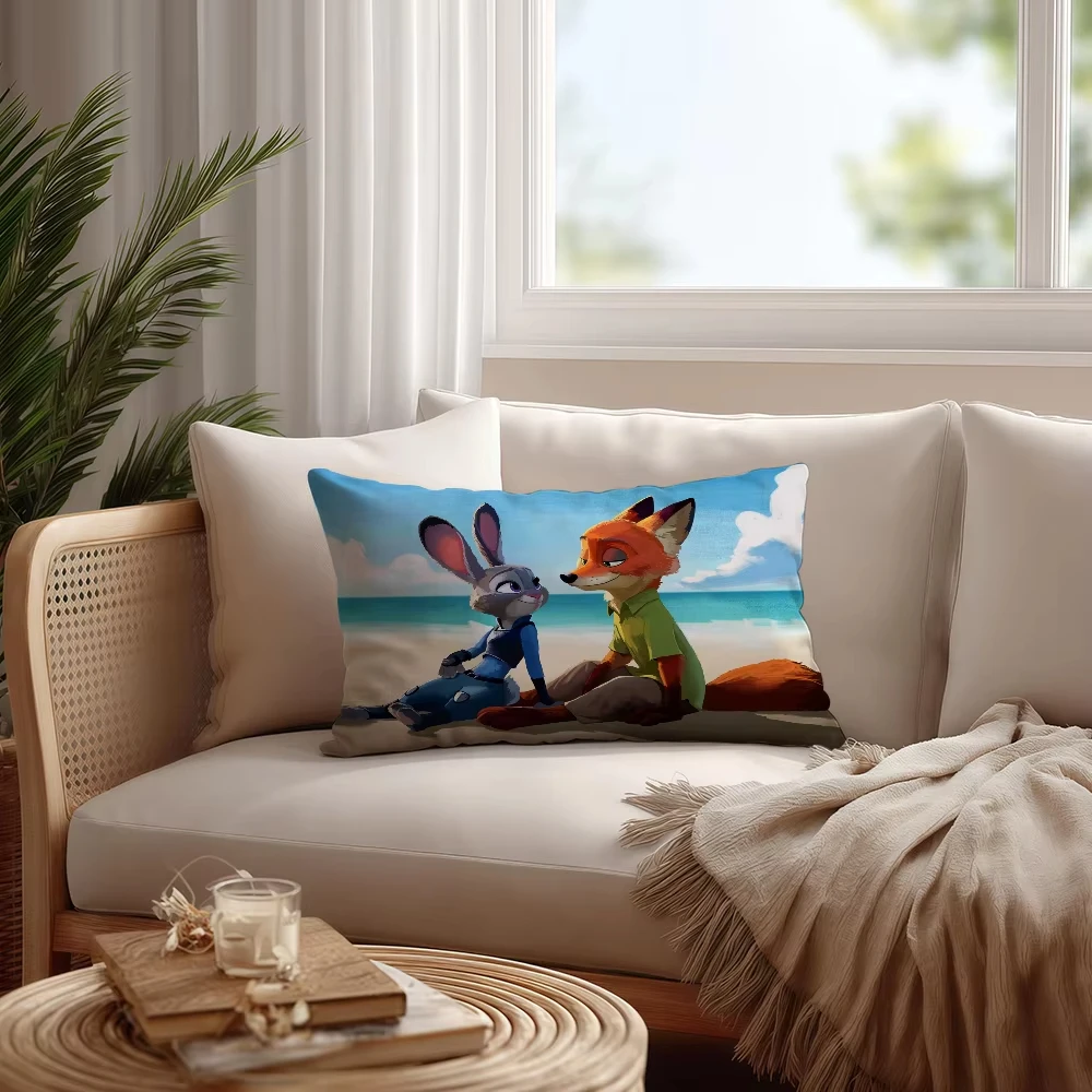 漫画 Z-Zootopia 2 ジュディ & ニック プリント長方形枕カバーソファクッションカバーホームベッドルームルーム装飾枕カバーギフト