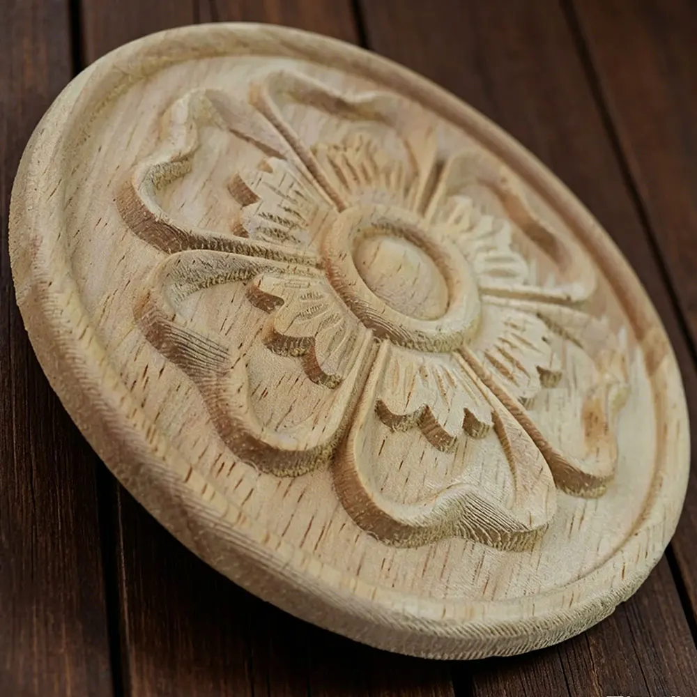 

5PCS 10CM Floral Wood Carved Decal Corner Appliques Frame Wall Furniture Woodcarving Decorative Wood Figurines Crafts Home Decor